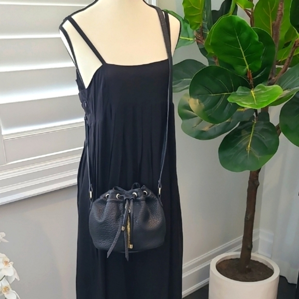 Poverty Flats -Black With Gold Hardware Crossbody Bag with Adjustable Strap - Picture 5 of 8